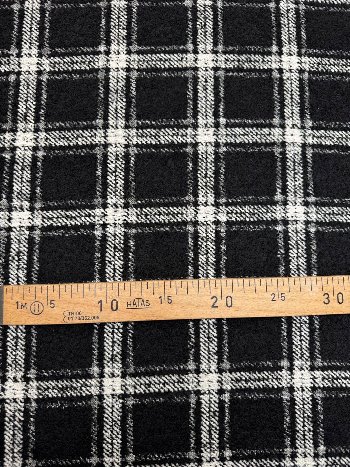 Wool Blend Bouclé Checked Black White