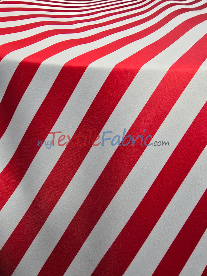 1 Inch Stripe Satin Print Lamour Satin Fabric - Black White 1 Inch Stripe, 58/60" Width (1 Yard)