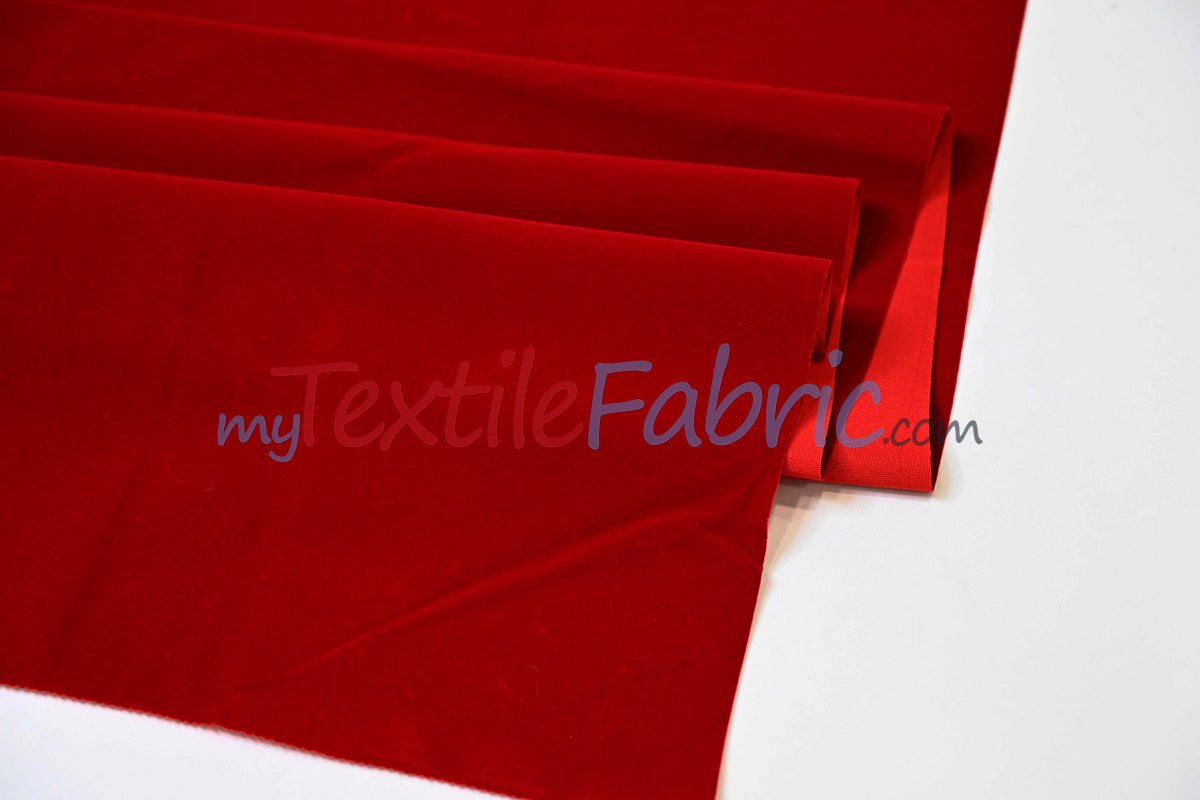 Scuba Flocking Velvet Fabric - Red, Flag Green, Hunter Green, Royal Blue, Black, 60" Width (1 Yard)