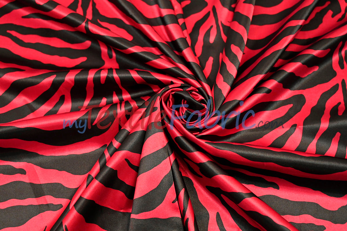 Zebra Charmeuse Satin Fabric - Zebra Print, 58/60" Width, Multiple Colors (1 Yard)