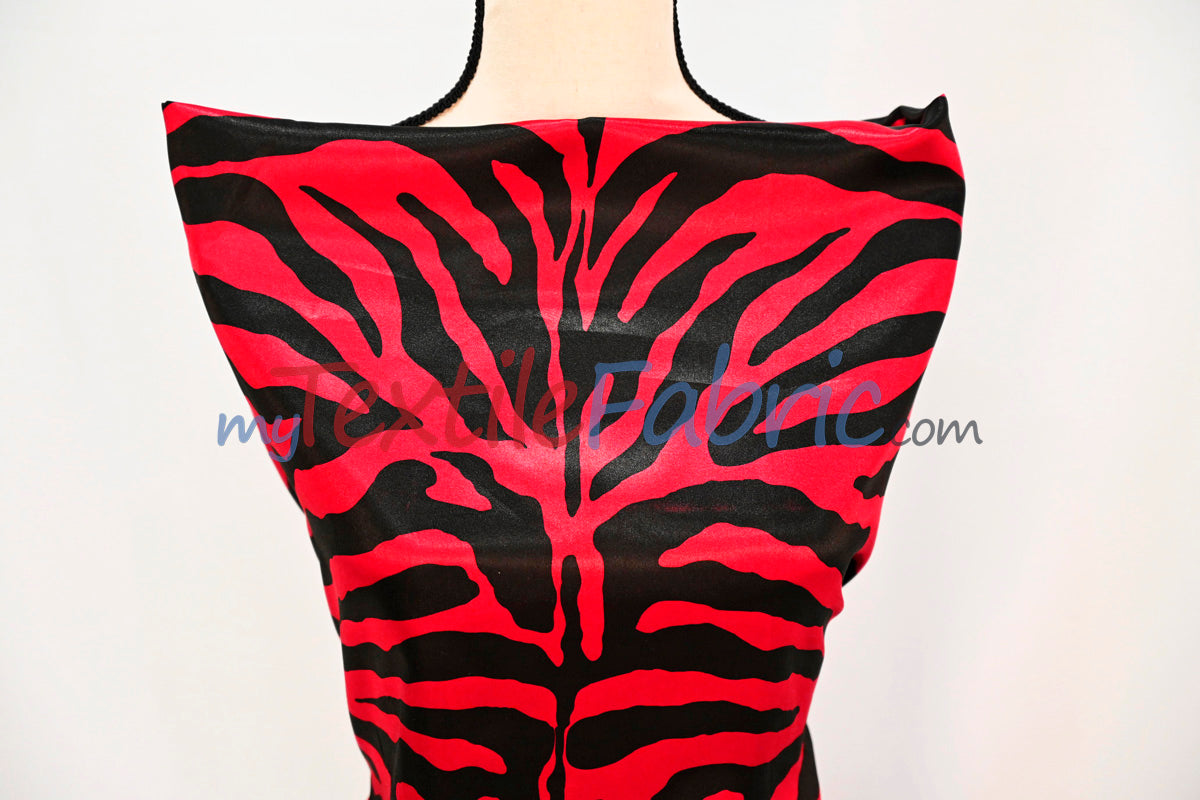 Zebra Charmeuse Satin Fabric - Zebra Print, 58/60" Width, Multiple Colors (1 Yard)