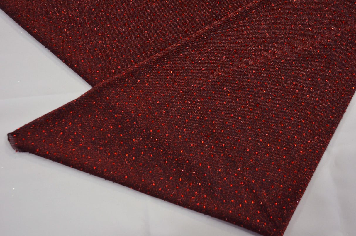 Diamond Glimmer Knit Polyester Spandex Fabric - Metallic Glitter, 56" Width (1 Yard)