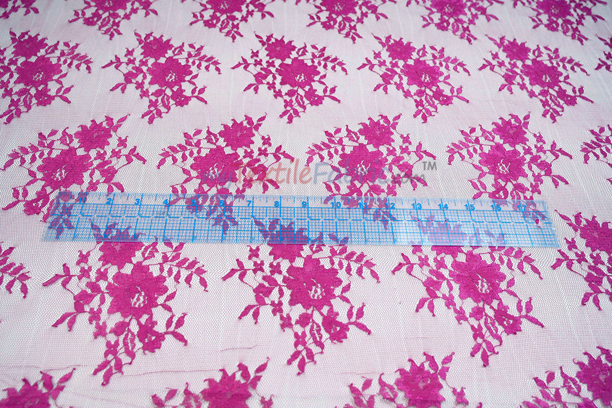 Chantilly Lace Polyester Fabric - Floral Embroidery, Sheer Mesh, 52" Width (1 Yard)