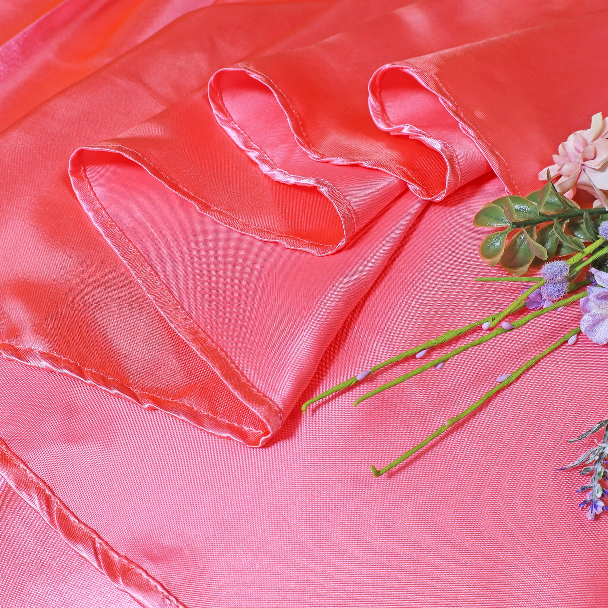 Round Heavy Duty Satin Tablecloth 132" Coral