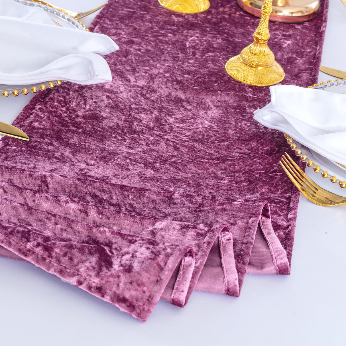 Crushed Velvet Table Runner 13x108 Mauve
