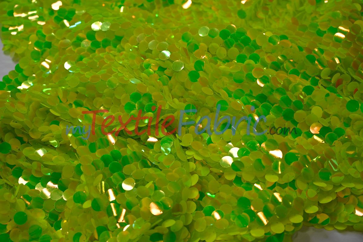 Fish Scale Paillette Sequins Polyester Fabric - 9Mm Sequins, 54" Width, Multiple Colors (1 Yard)