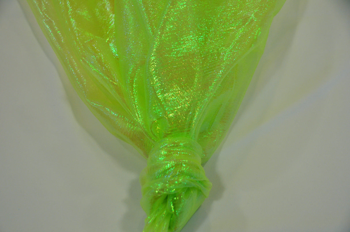 Crush Iridescent Pearl Organza Polyester Fabric - Sheer Crushed Holographic, 38/40" Width (1 Yard)