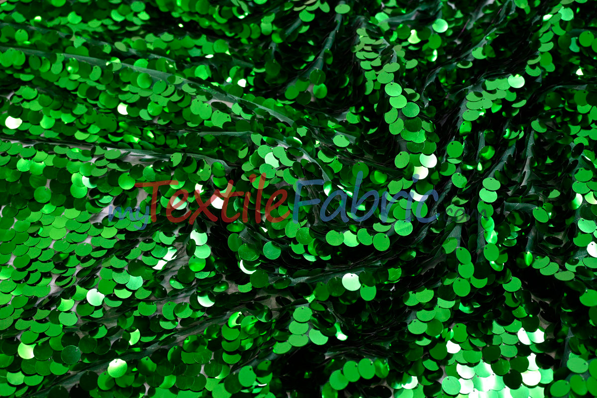 Fish Scale Paillette Sequins Polyester Fabric - 9Mm Sequins, 54" Width, Multiple Colors (1 Yard)