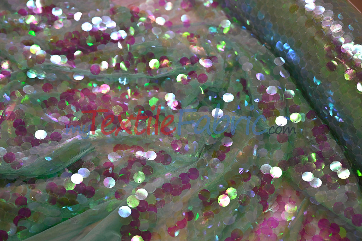 Fish Scale Paillette Sequins Polyester Fabric - 9Mm Sequins, 54" Width, Multiple Colors (1 Yard)