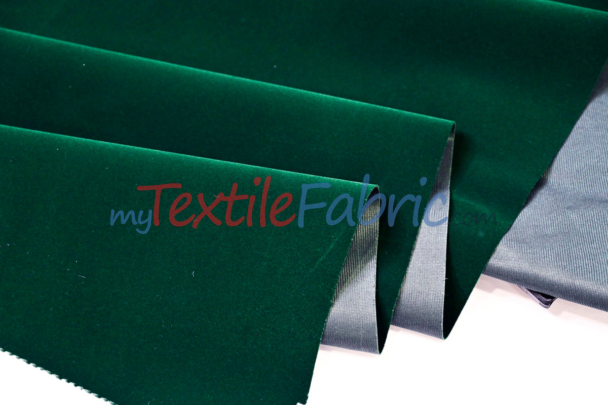 Scuba Flocking Velvet Fabric - Red, Flag Green, Hunter Green, Royal Blue, Black, 60" Width (1 Yard)