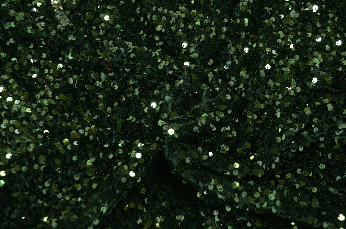 Sequins Stretch Velvet Polyester Spandex Fabric - Sequins On Plush Velvet, Multiple Colors, 60" Width (By The Yard)