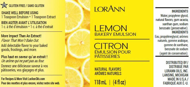 LorAnn Oils Natural Lemon Bakery Emulsion, 4 fl. oz