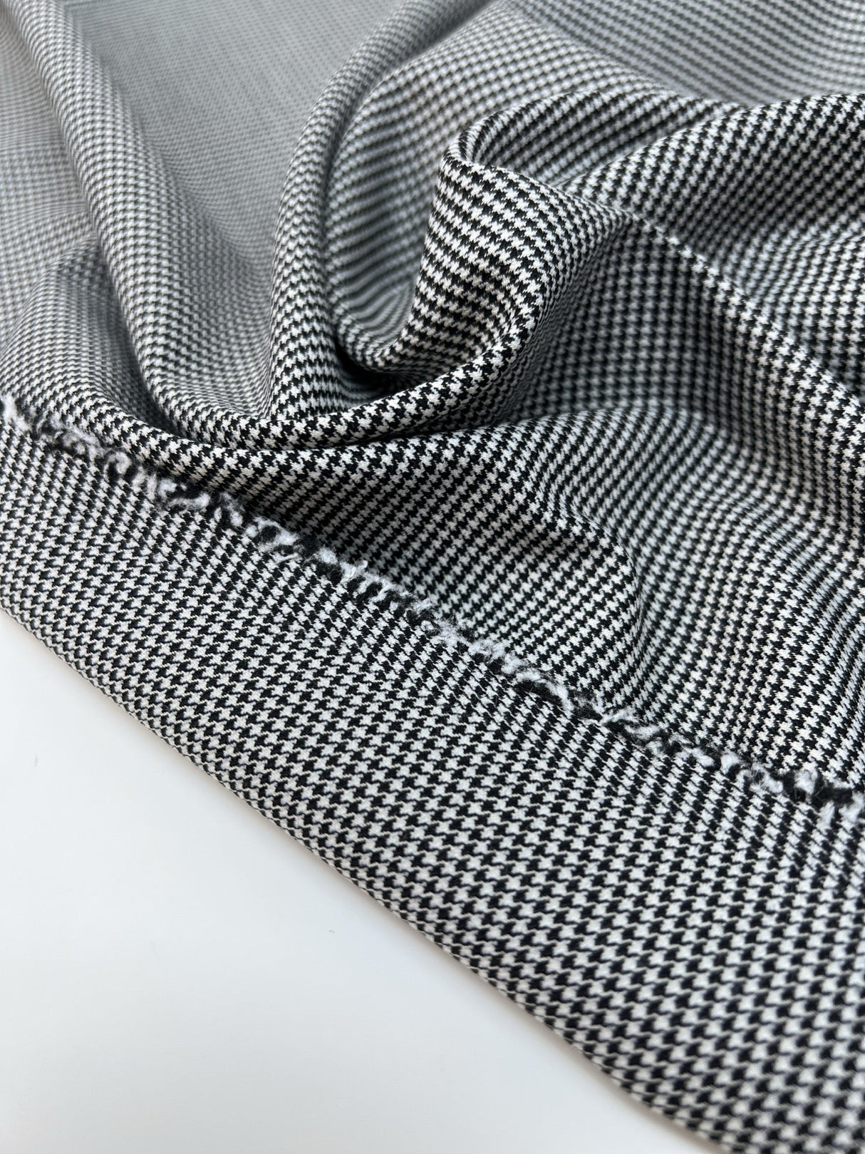 Wool Houndstooth Suit Fabric Gray