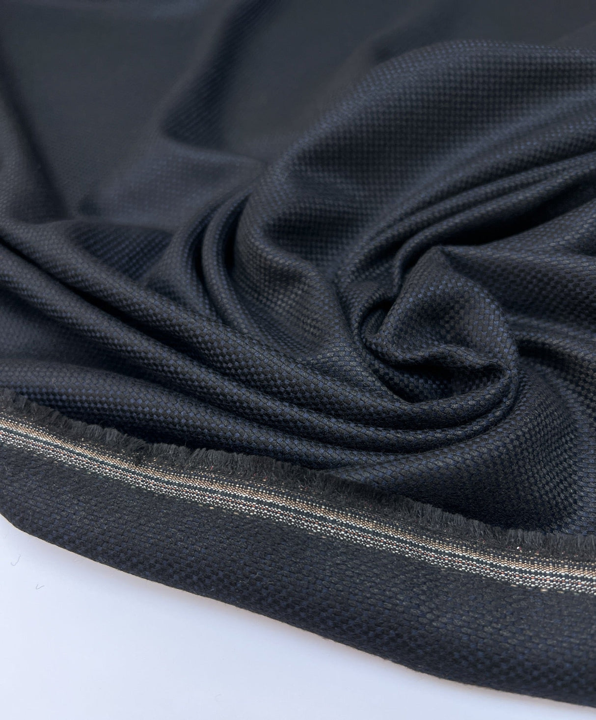 Polyester Cotton Jacquard Suiting Fabric Blue Black