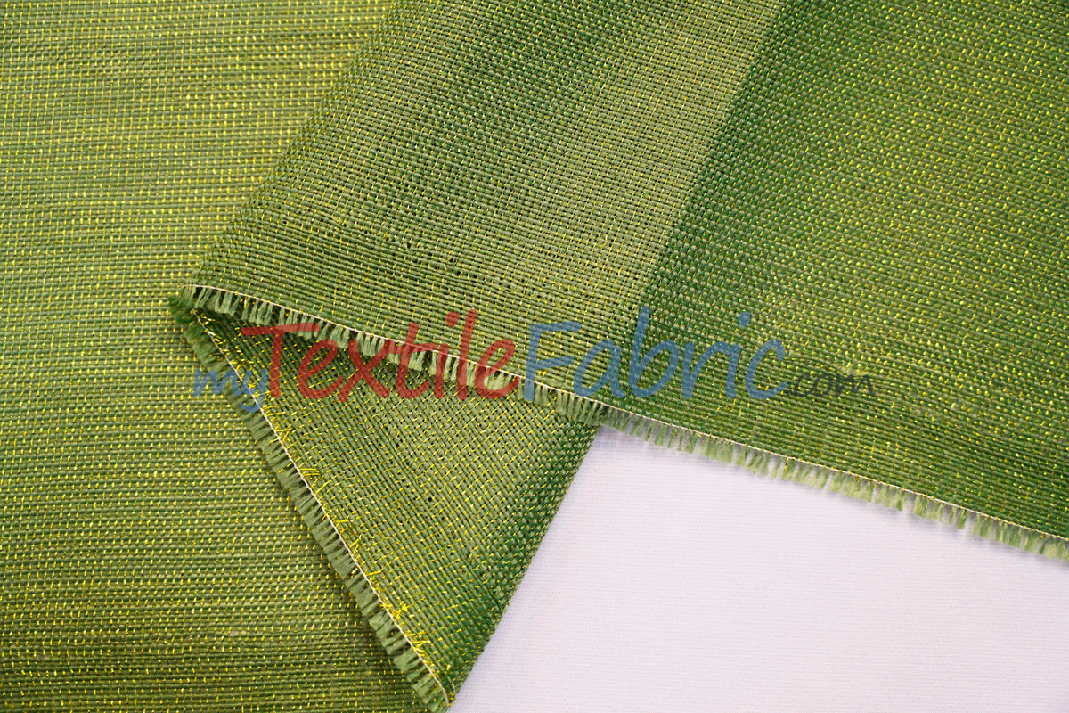 Metallic Vintage Linen Polyester Fabric - Imitation Burlap, Metallic Foil Vein, 58/60" Width (1 Yard)