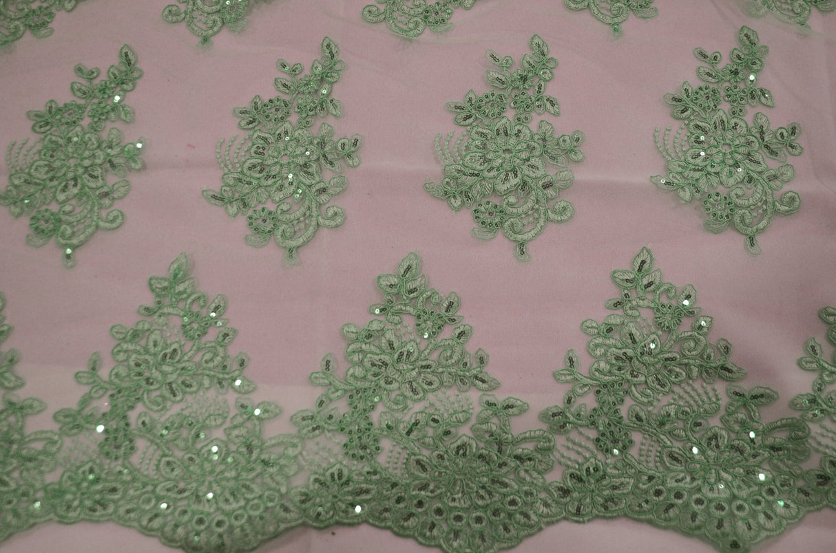 Camilla Embroidery Polyester Fabric - Flower Embroidery With Sequins, Sheer Bridal Lace, 52" Width (1 Yard)