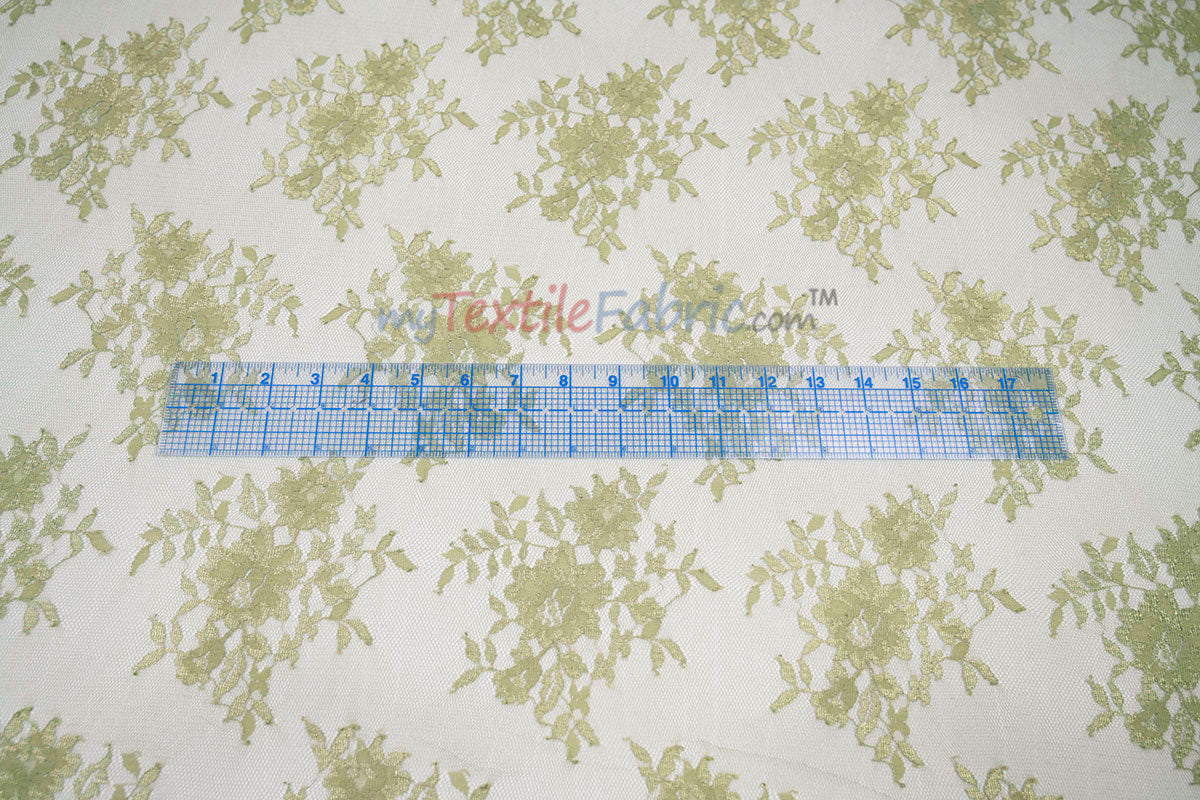 Chantilly Lace Polyester Fabric - Floral Embroidery, Sheer Mesh, 52" Width (1 Yard)