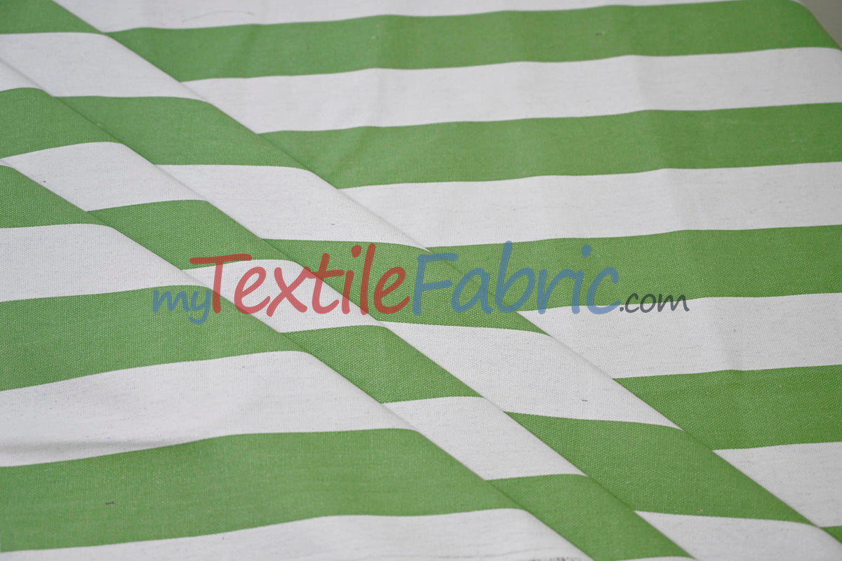 10 Oz 100% Cotton Canvas 2" Stripe Fabric - Multiple Colors, 60" Wide (1 Yard)