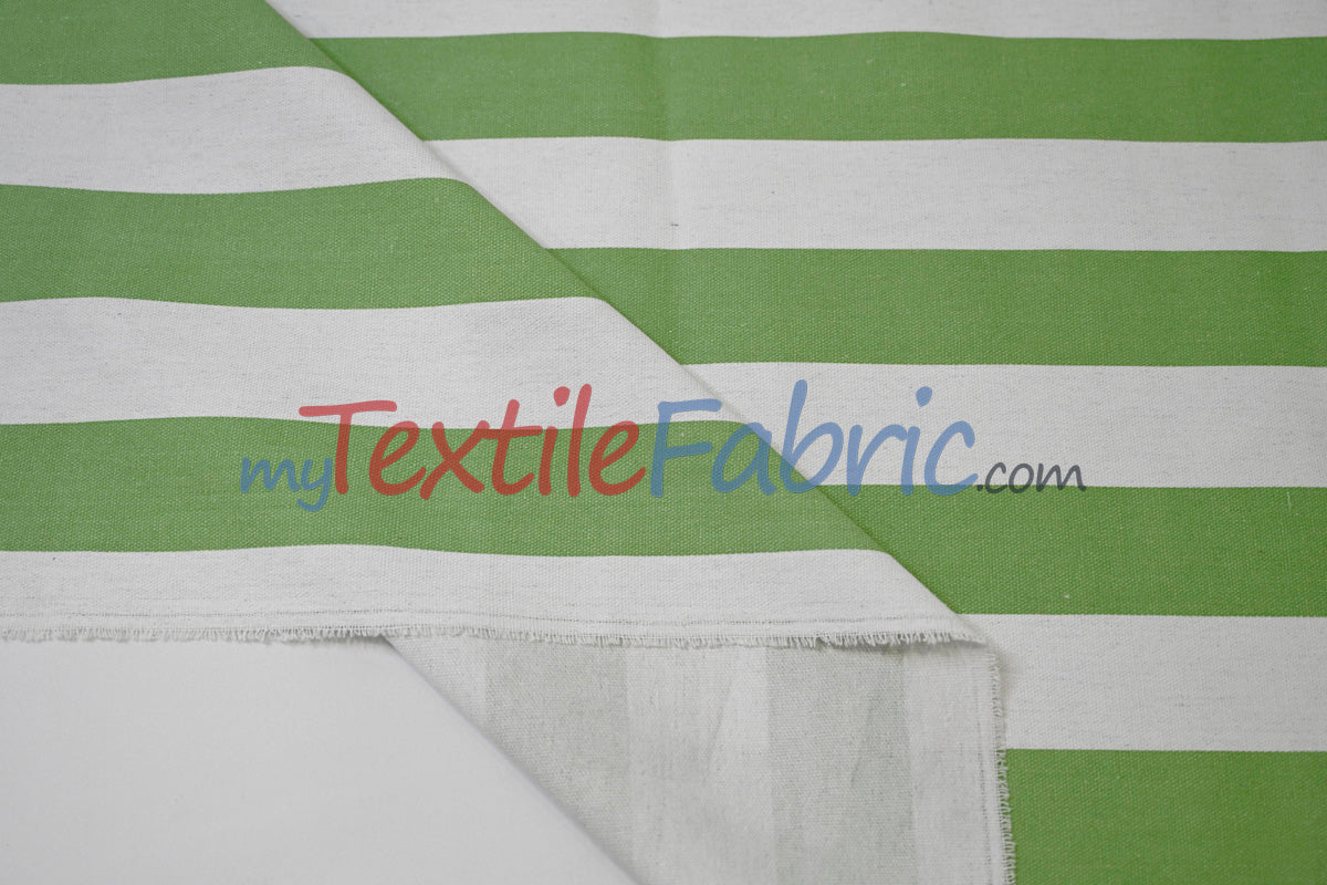 10 Oz 100% Cotton Canvas 2" Stripe Fabric - Multiple Colors, 60" Wide (1 Yard)