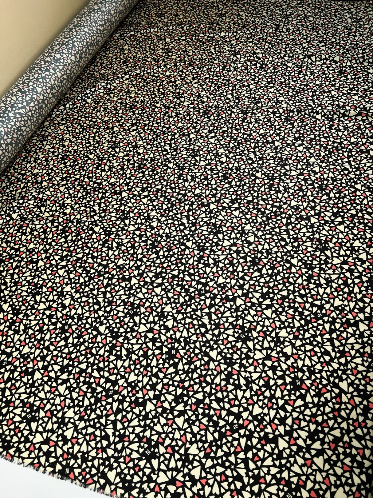 Printed Polyester Twill Beige Pink