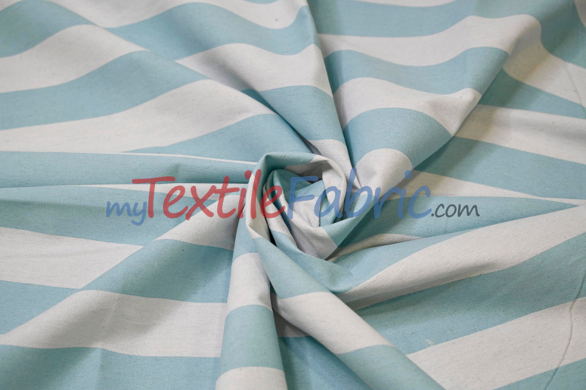 10 Oz 100% Cotton Canvas 2" Stripe Fabric - Multiple Colors, 60" Wide (1 Yard)