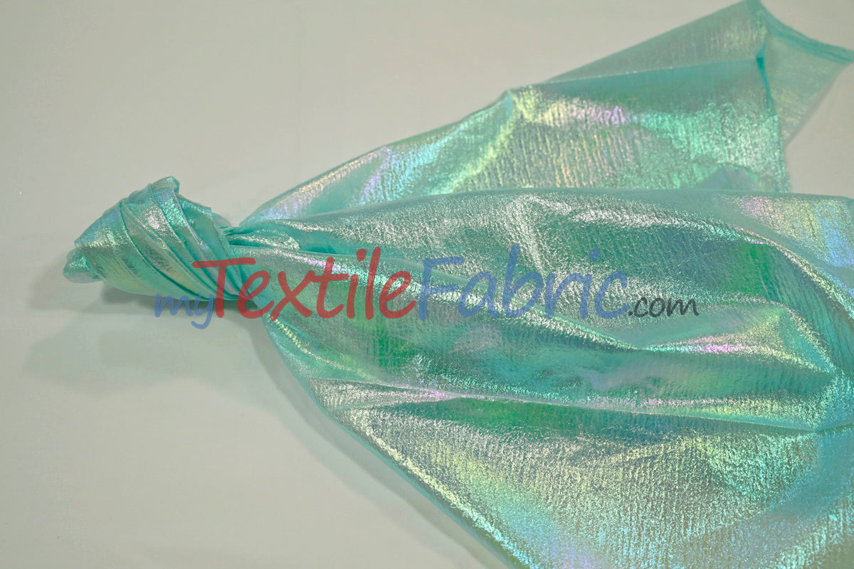 Oasis Hologram Polyester Fabric - Iridescent Sheer Organza, 58/60" Width, White, Pink, Baby Blue, Turquoise, Lavender, Black (1 Yard)