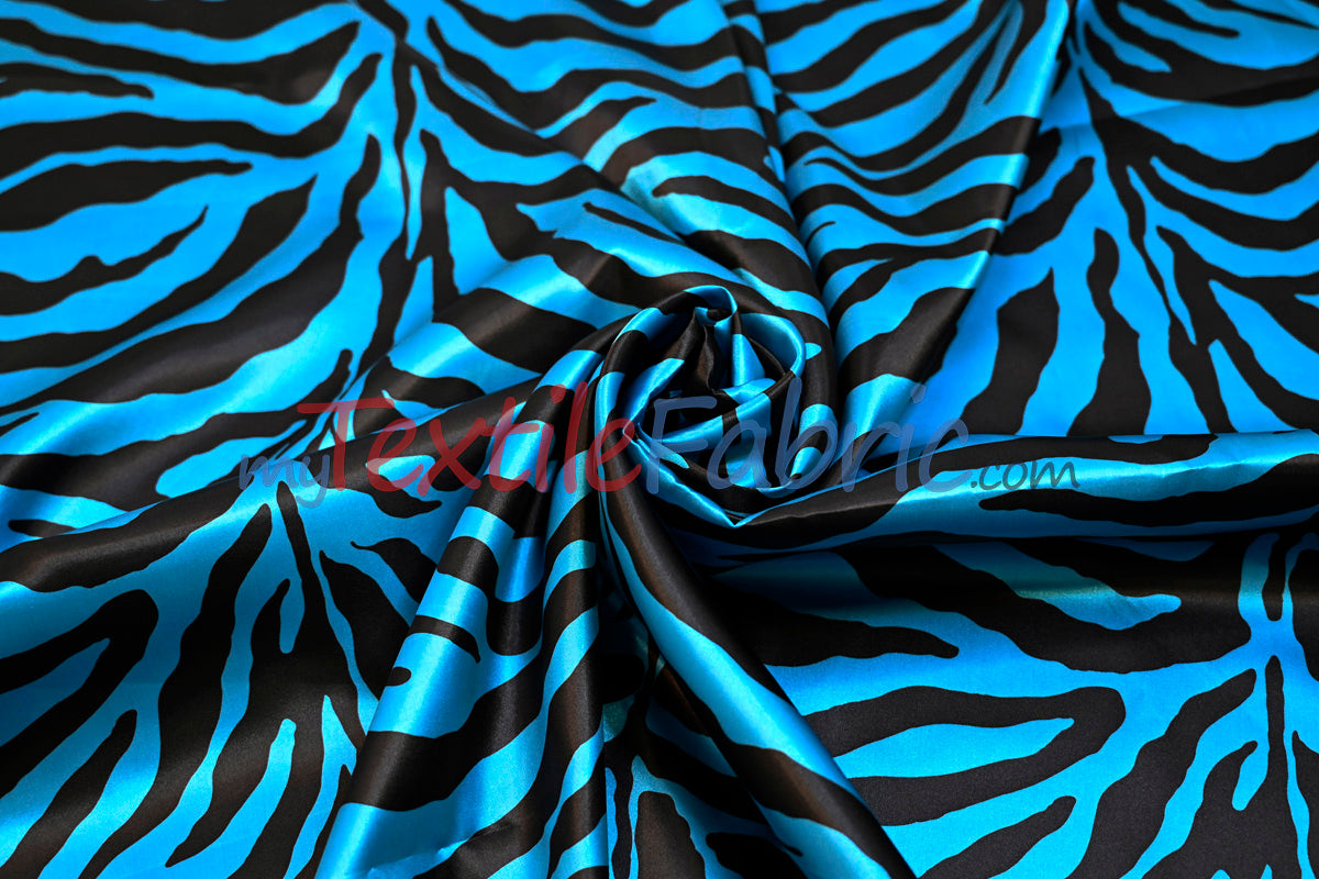 Zebra Charmeuse Satin Fabric - Zebra Print, 58/60" Width, Multiple Colors (1 Yard)