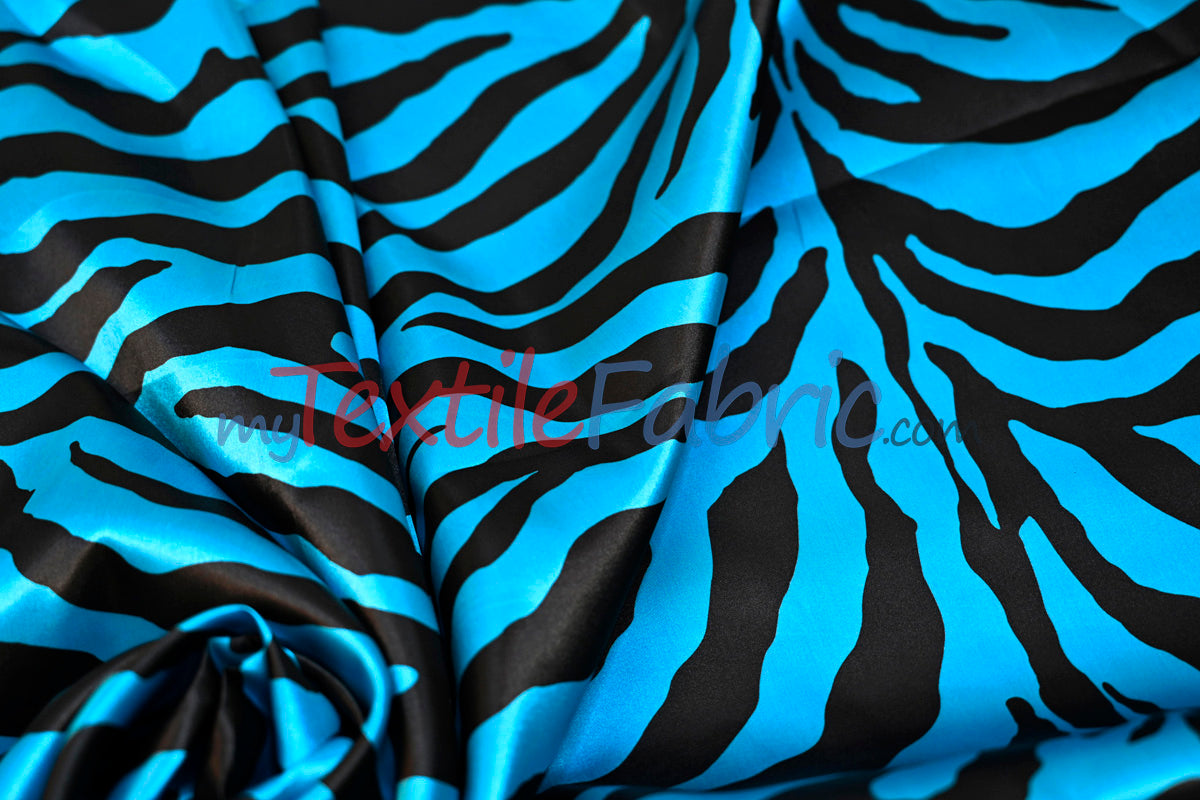 Zebra Charmeuse Satin Fabric - Zebra Print, 58/60" Width, Multiple Colors (1 Yard)