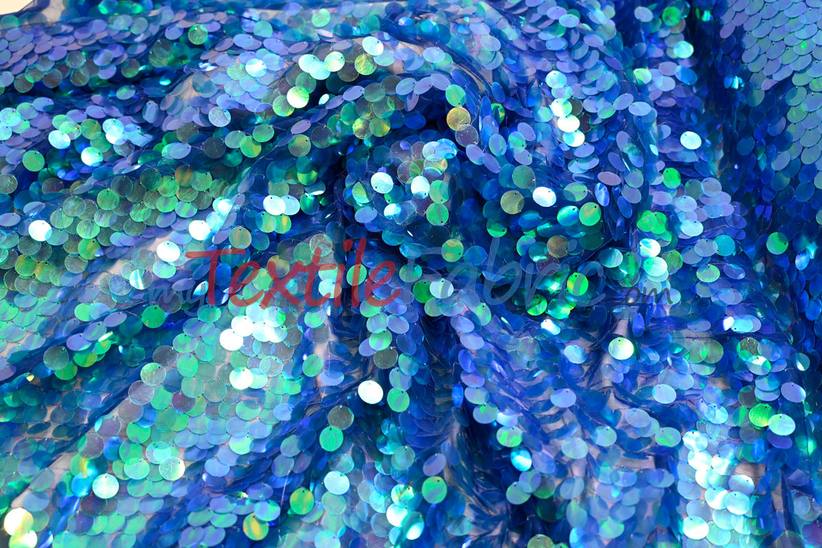 Fish Scale Paillette Sequins Polyester Fabric - 9Mm Sequins, 54" Width, Multiple Colors (1 Yard)