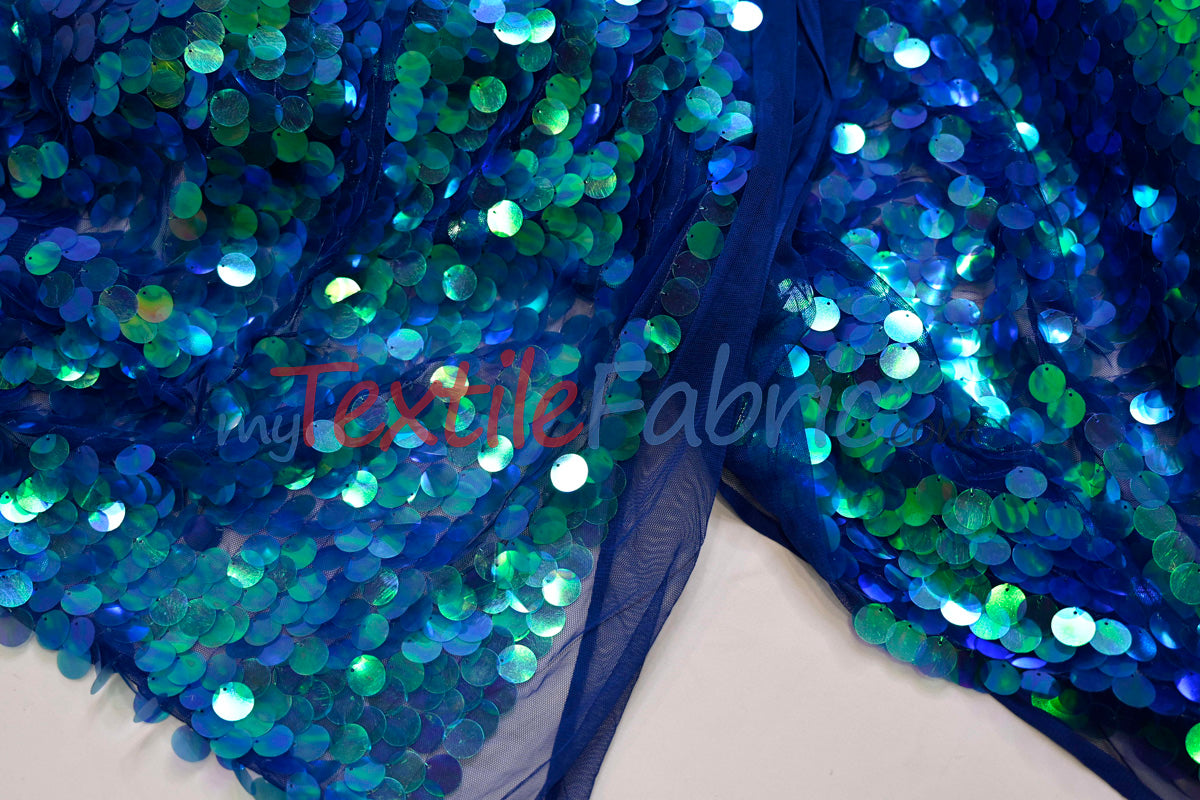 Fish Scale Paillette Sequins Polyester Fabric - 9Mm Sequins, 54" Width, Multiple Colors (1 Yard)