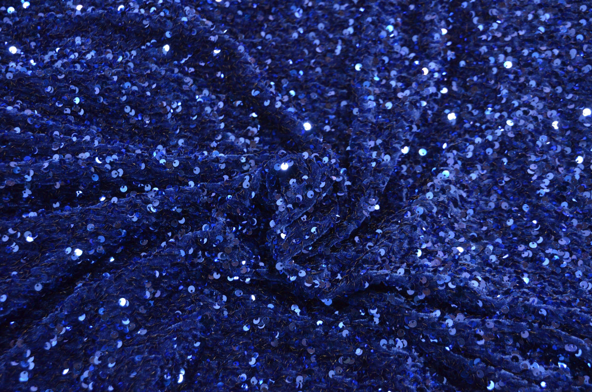 Sequins Stretch Velvet Polyester Spandex Fabric - Sequins On Plush Velvet, Multiple Colors, 60" Width (By The Yard)