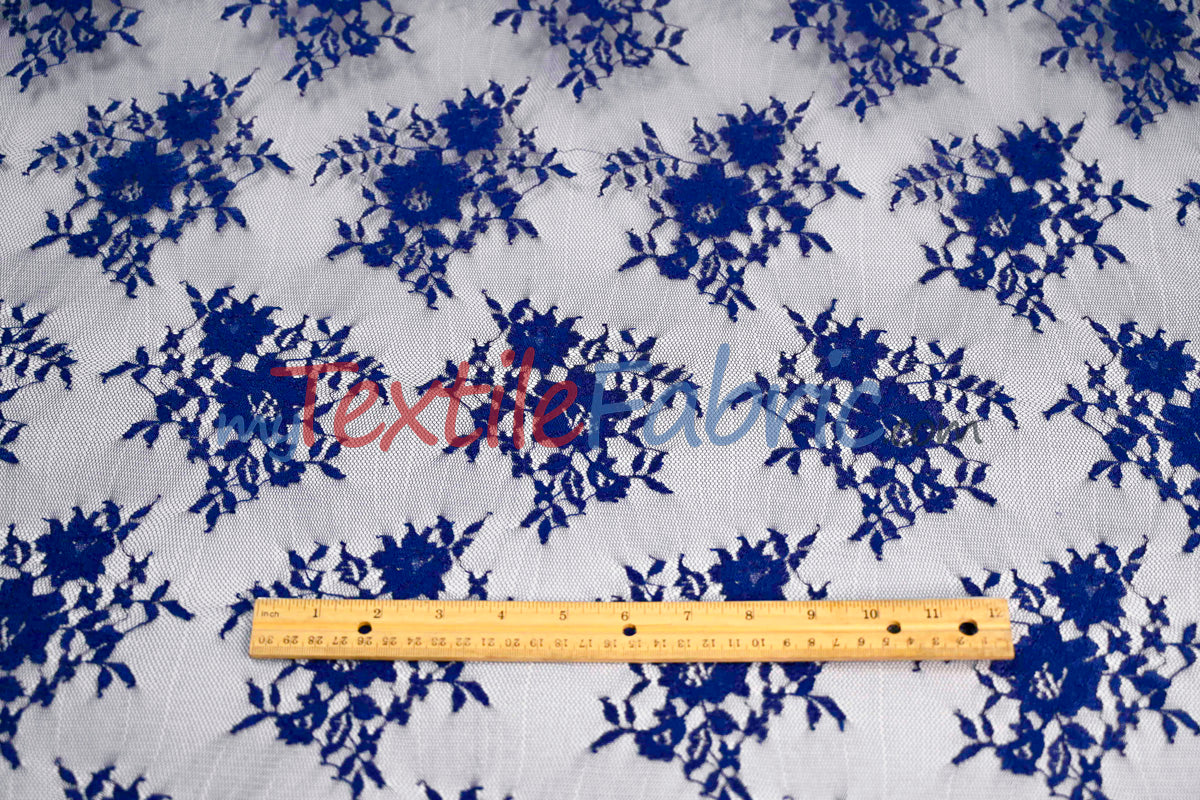Chantilly Lace Polyester Fabric - Floral Embroidery, Sheer Mesh, 52" Width (1 Yard)