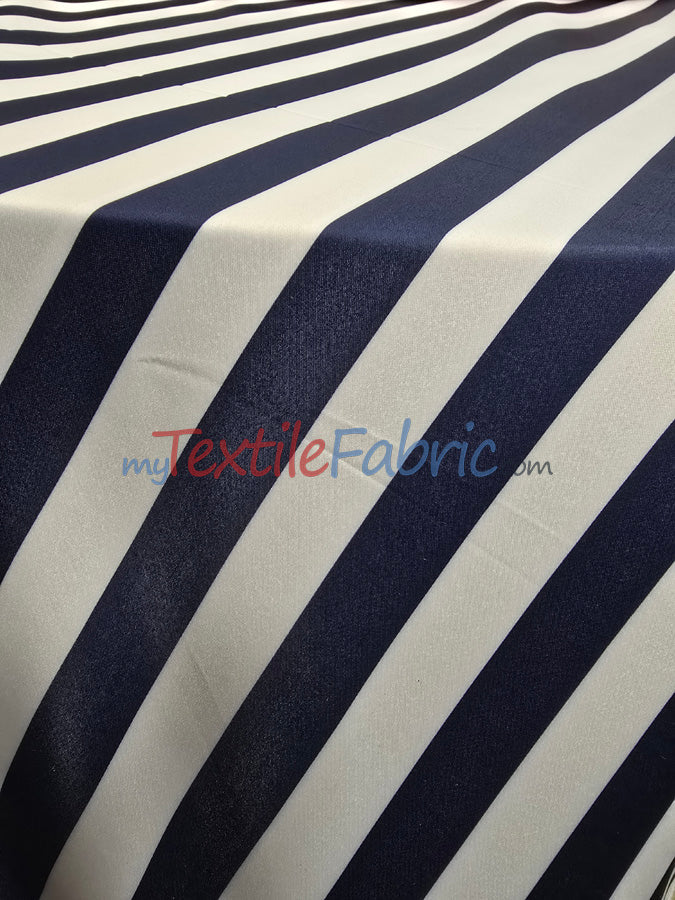 1 Inch Stripe Satin Print Lamour Satin Fabric - Black White 1 Inch Stripe, 58/60" Width (1 Yard)