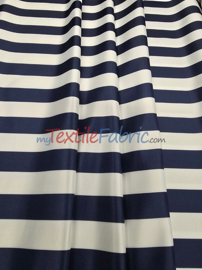 1 Inch Stripe Satin Print Lamour Satin Fabric - Black White 1 Inch Stripe, 58/60" Width (1 Yard)
