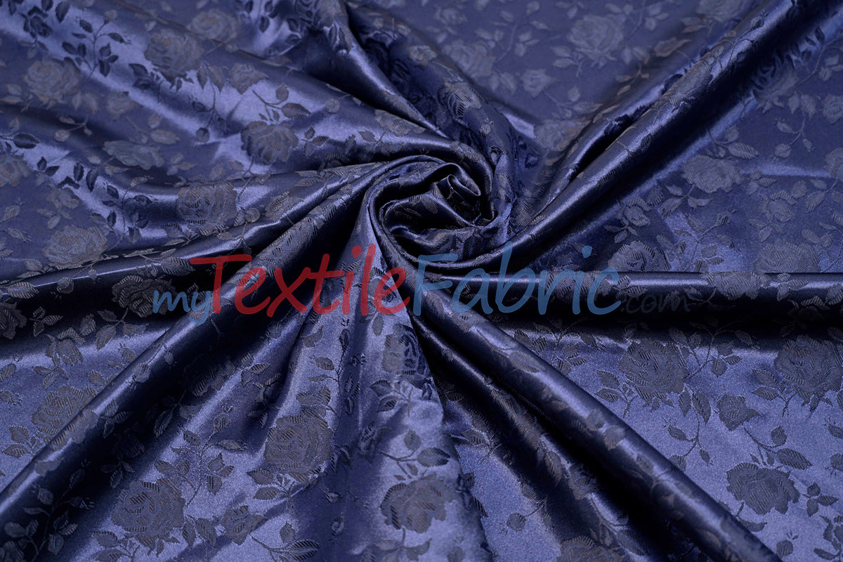 Satin Jacquard Satin Polyester Fabric - Satin Flower Brocade, 58/60" Width, Sample Swatch 3"x3" (1 Sample Swatch)