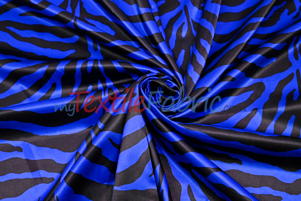 Zebra Charmeuse Satin Fabric - Zebra Print, 58/60" Width, Multiple Colors (1 Yard)