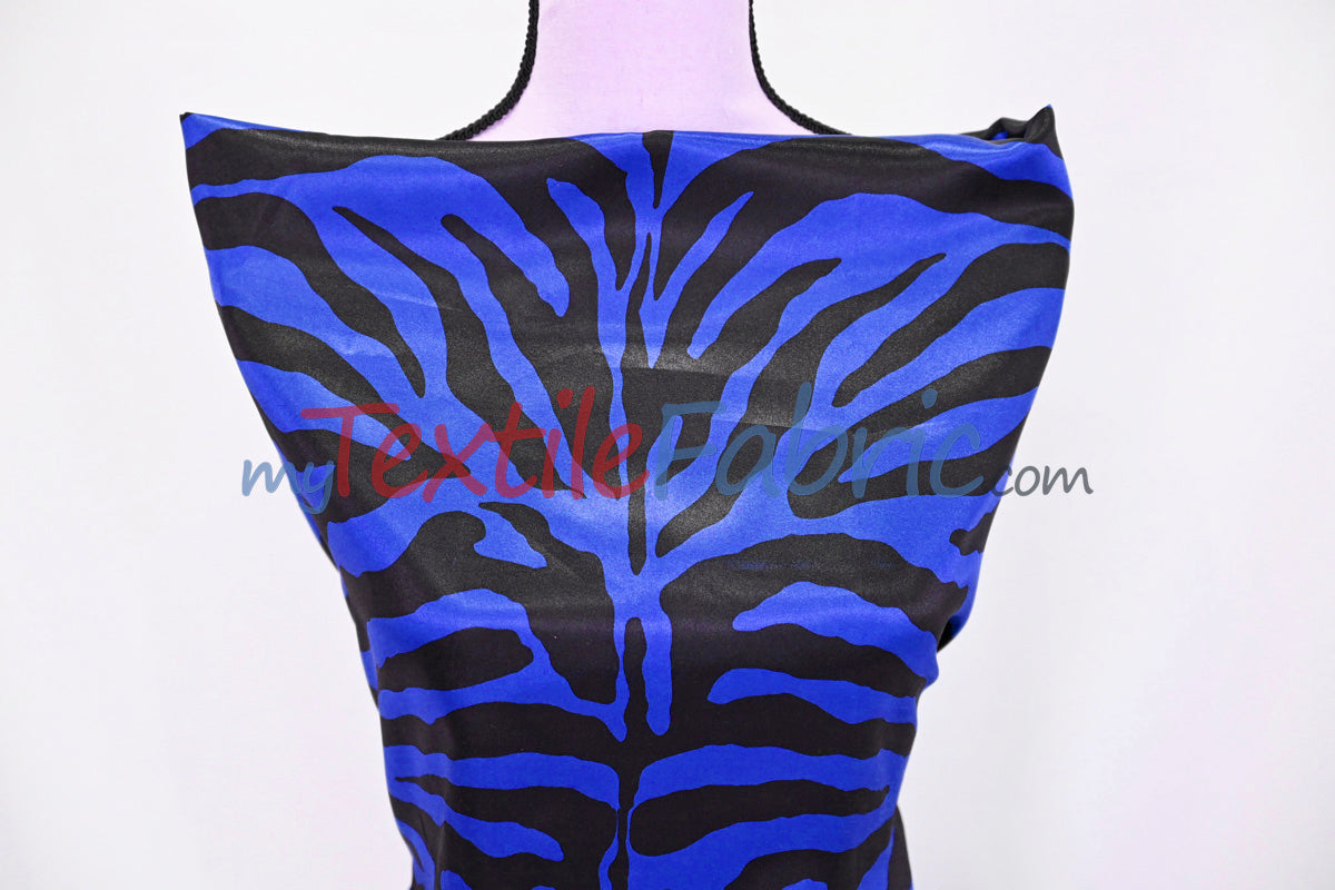 Zebra Charmeuse Satin Fabric - Zebra Print, 58/60" Width, Multiple Colors (1 Yard)