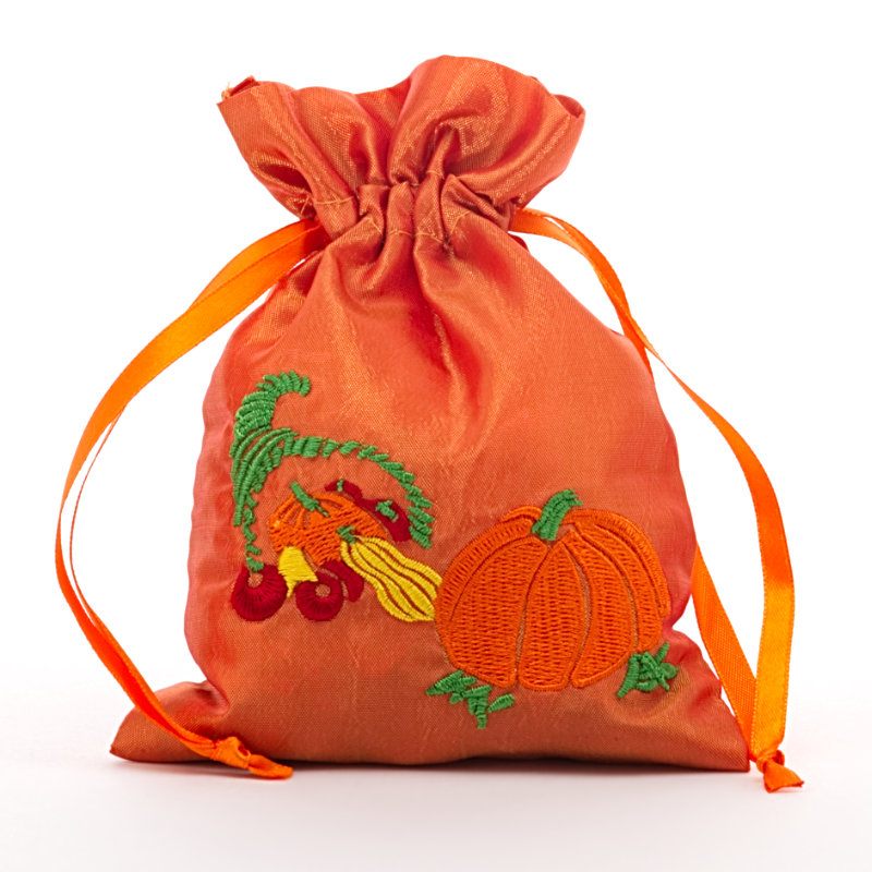 Pumpkin Taffeta Bags 5'' :6 1/2'' x Pumpkin - 6 EACH / PACKAGE