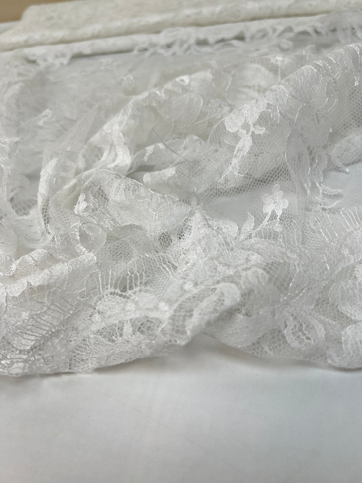 Cotton Lace Mesh Floral White