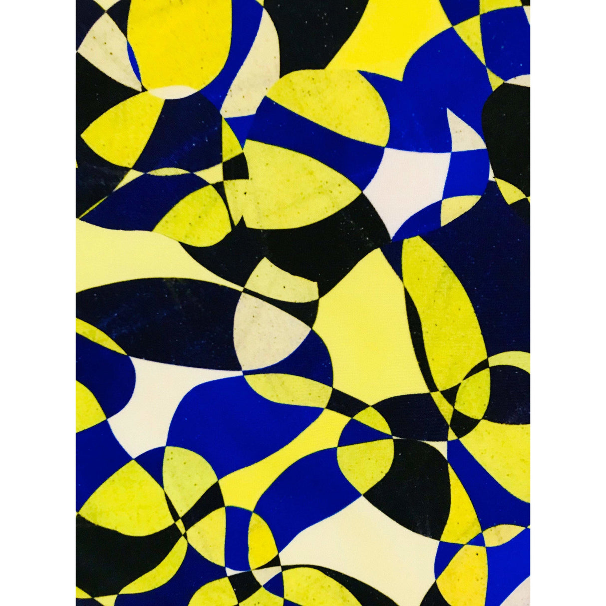 African Print Elastic Knit Fabric - Yellow, Shades Of Blue Chiasoka, 58" Width (1 Yard)