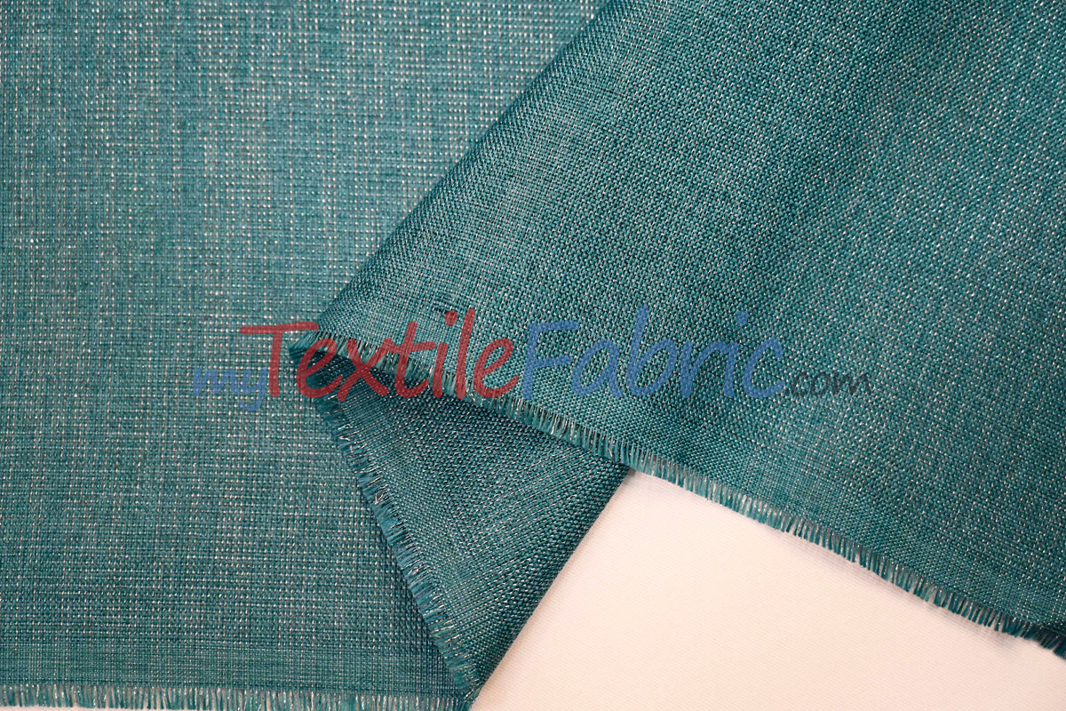 Metallic Vintage Linen Polyester Fabric - Imitation Burlap, Metallic Foil Vein, 58/60" Width (1 Yard)