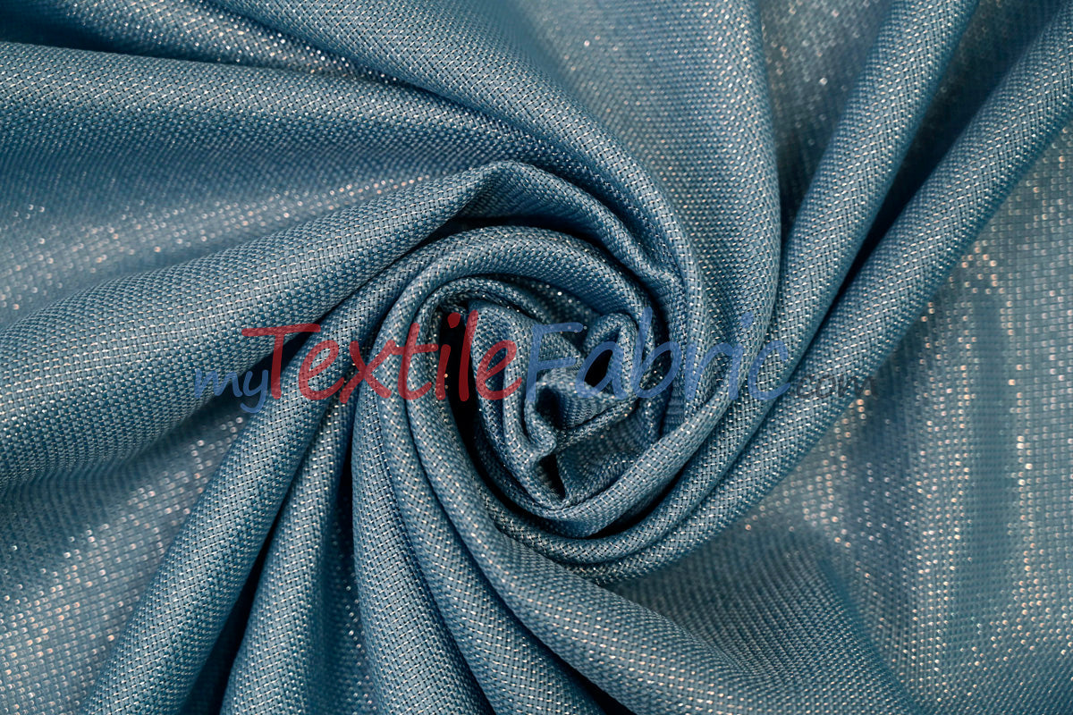 Metallic Vintage Linen Polyester Fabric - Imitation Burlap, Metallic Foil Vein, 58/60" Width (1 Yard)