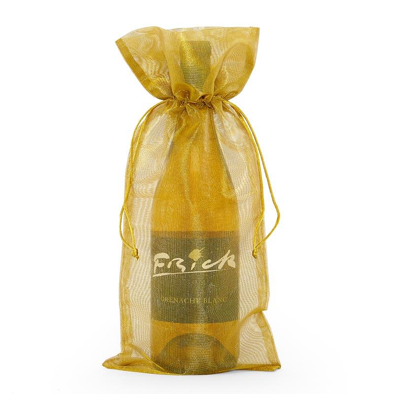 Metallic Fabric Wine Bags 6 1/2 '' x 15 '' Metallic Gold Color 10 EACH / PACKAGE