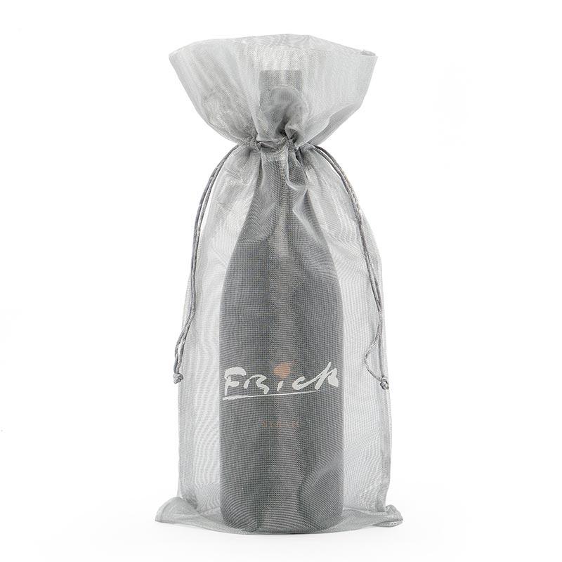 Metallic Fabric Wine Bags 6 1/2 '' x 15 '' Metallic Silver Color 10 EACH / PACKAGE