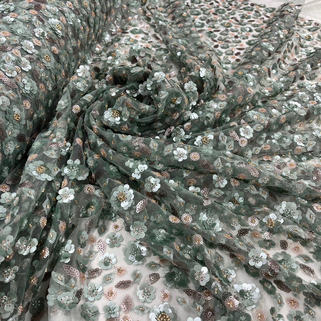 Beaded Sequined Lace Fabric 54" Wide