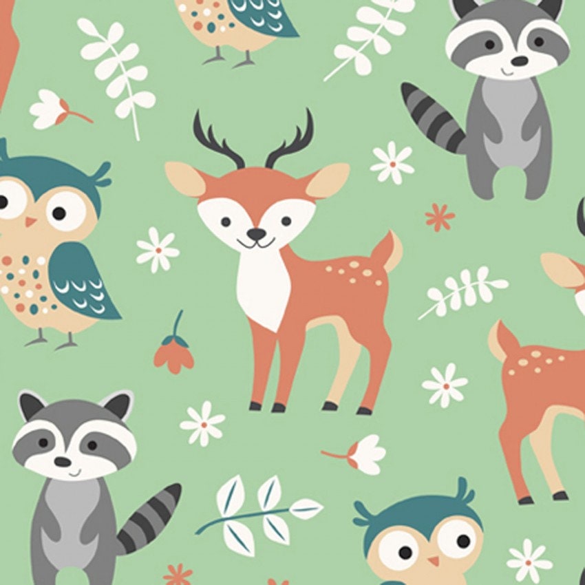 Flannel Fabric Baby Forest Animal Woodland Animals David Textiles