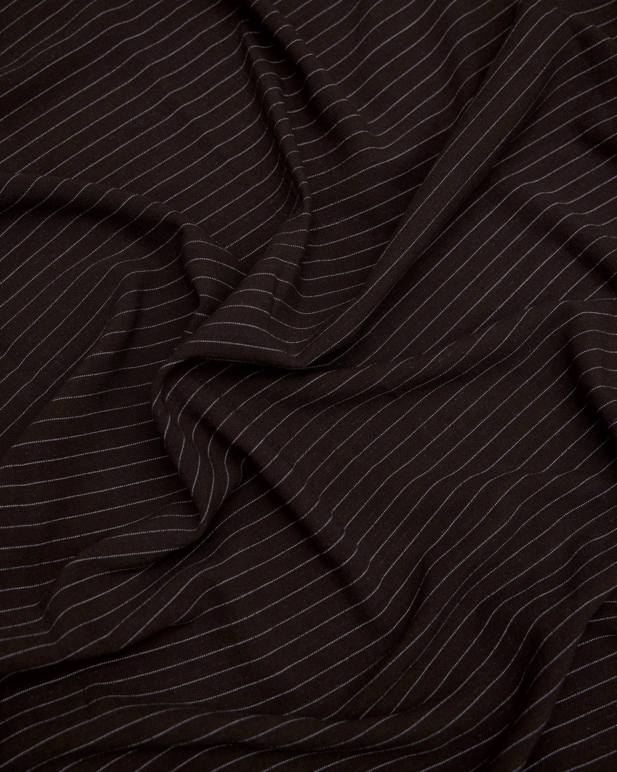 Chocolate Brown Pinstripe Linen Blend