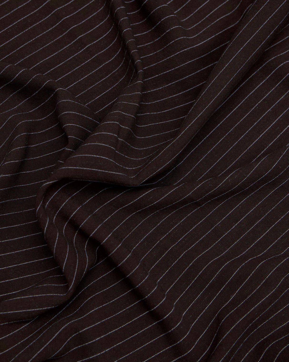 Chocolate Brown Pinstripe Linen Blend