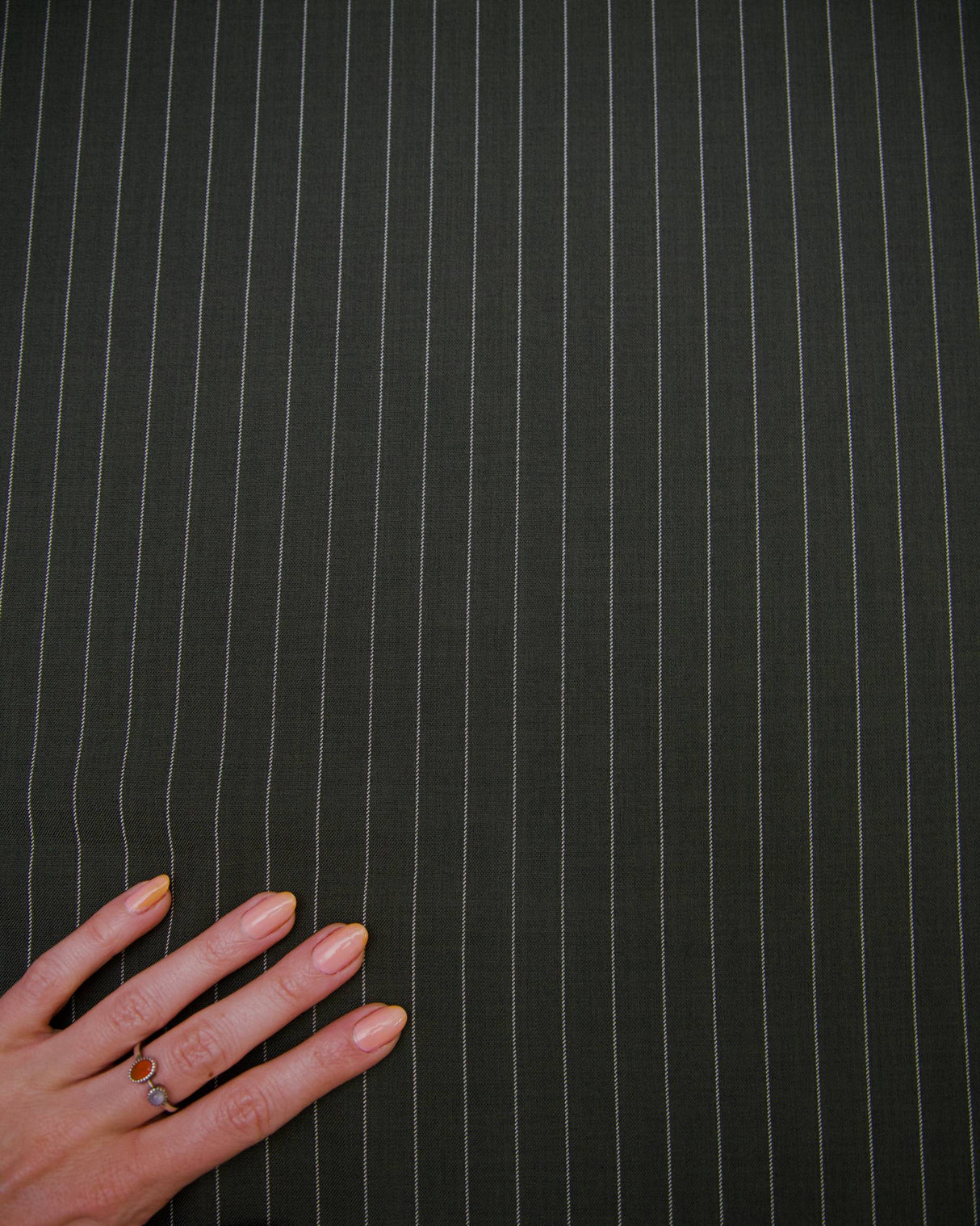 Tailored Pin Stripe Suiting Army Green