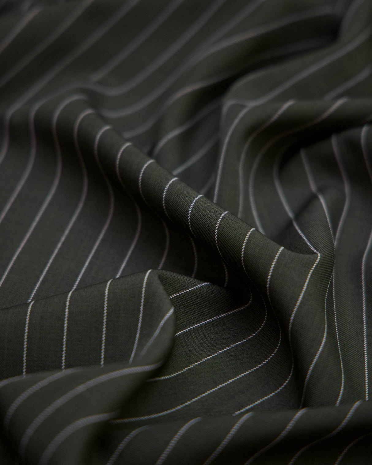 Tailored Pin Stripe Suiting Army Green